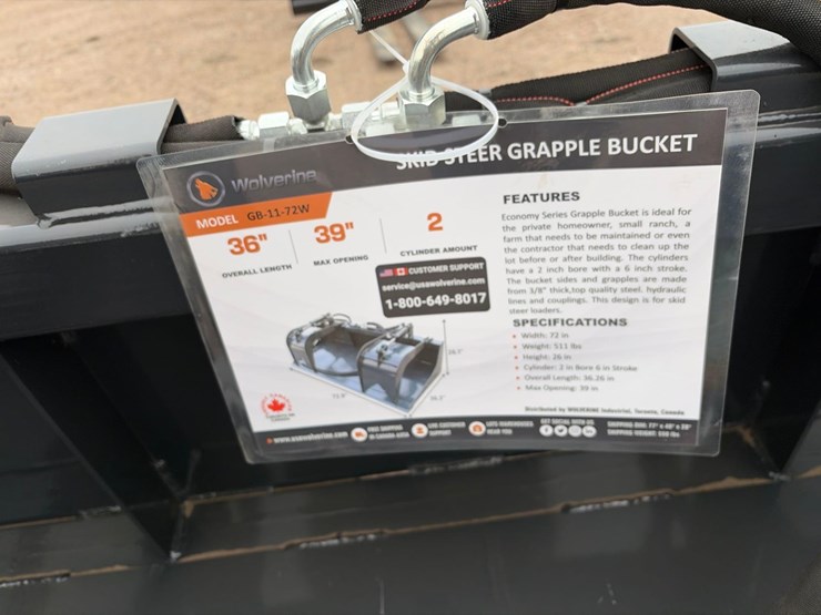 unused-2026-wolverine-gb-11-72w-skid-steer-grapple-bucket-image-5