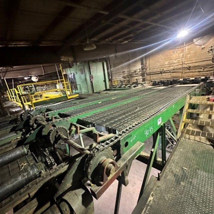 10ft X 25ft 4 Strand Transfer Deck with Stops and Electric Drive (Infeed to Gang)