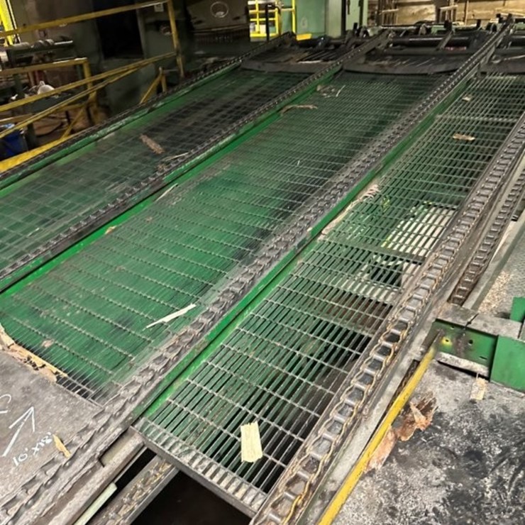 10ft X 18ft 4 Strand Transfer Deck with Stops and Electric Drive (Infeed to Gang)