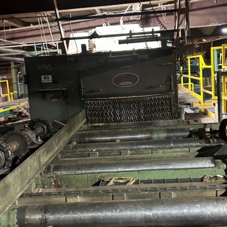 Crosby 8inch X 48inch Top Arbor Thin Kerf Gang Saw with 5 X 18ft Infeed Powered Rolls, Cant Position