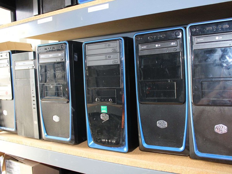 four-shelves-of-desktop-computers-&-flatscreen-monitors-(cooler-master-computers)-image-4