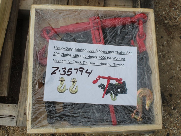 #5173-•-box-of-heavy-duty-ratchet-load-binders-and-20ft-chains-with-gto-hooks-image-1