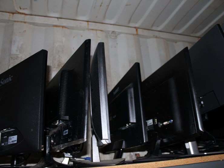 two-shelves-(top/-bottom-shelf)-of-flat-screen-monitors-&-laptops,-desktop-computers,-fax-machine-&-image-6