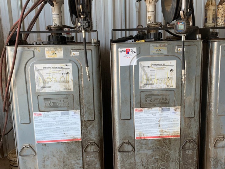 (2)-roth-275-gal-stainless-totes-w/-samson-pump-air-pumpmaster-and-50’-hose-reel-image-1