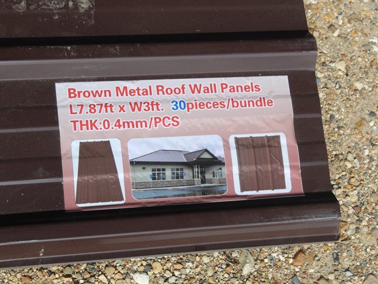 #5141-•-bundle-of-3ft-x-8ft-unused-brown-metal-roof-panels-image-2