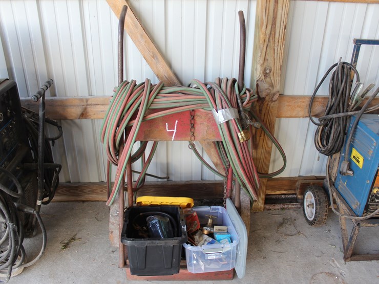 torch-,-hoses,-&-guages-w/-cart-&-spare-parts-image-1