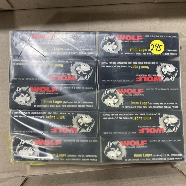 500 Rounds Wolf 9mm Luger Ammo