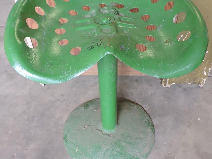 tin-implement-seat-on-stand,-22”-tall-image-1