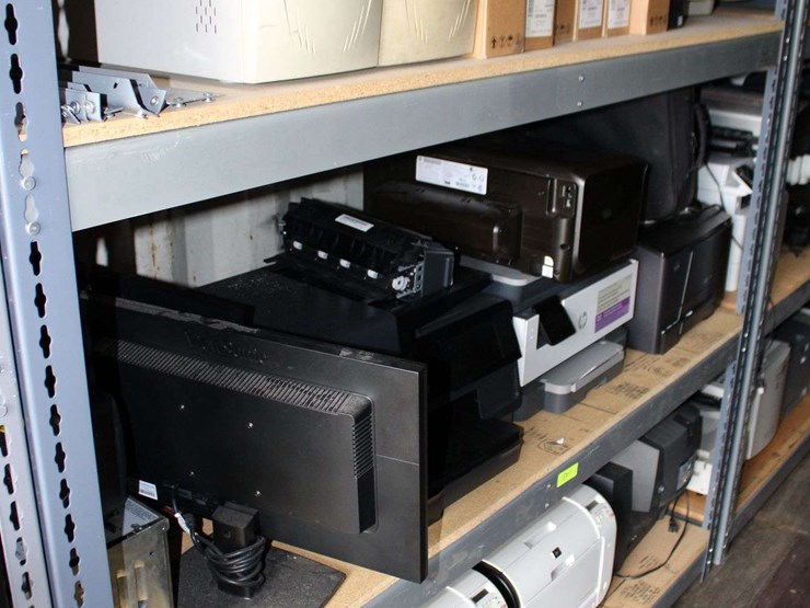 four-shelves-of-desktop-computers,-dell-laptops,-printers-image-2