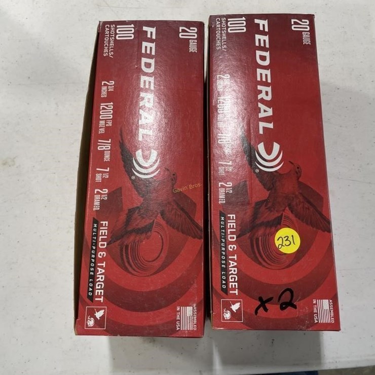 200 Rounds Federal Field & Target 20ga Ammo