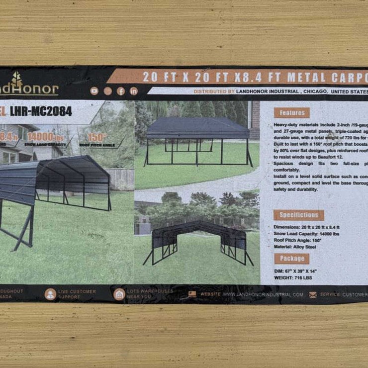#68 • Metal Carport w/o Side Walls - 20' x 20' x 8.4