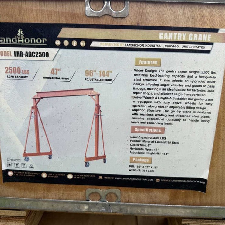 #54 • 2500lb Gantry Crane - LHR-AGC2500