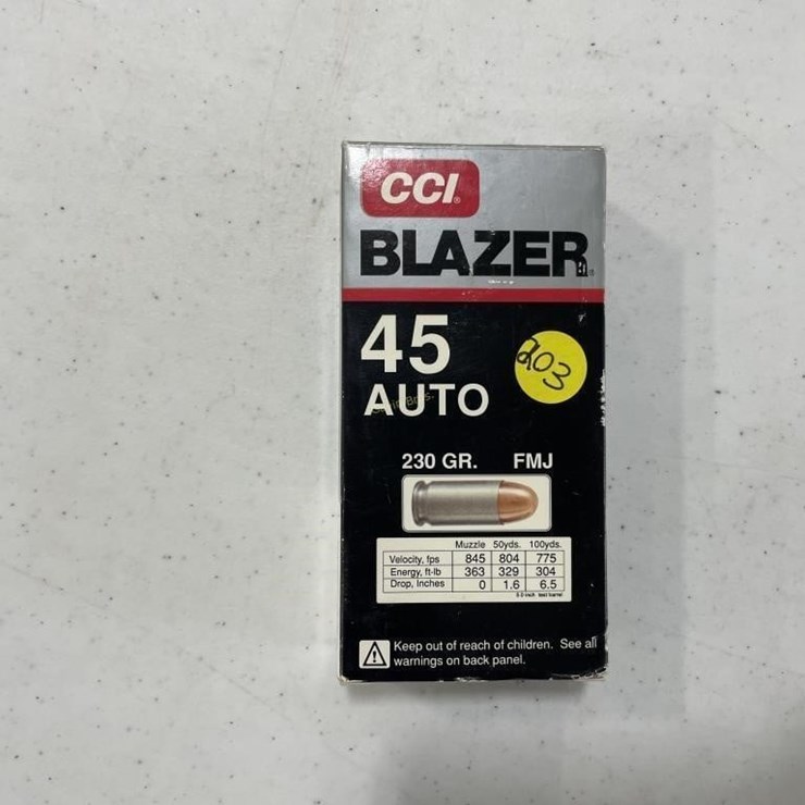 50 Rounds CCI Blazer 45 Auto Ammo
