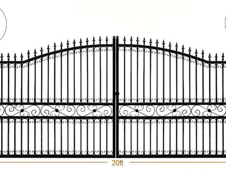 20ft.-bi-parting-wrought-iron-gate-(new/unused)-galvanized-+-powder-coated-image-2