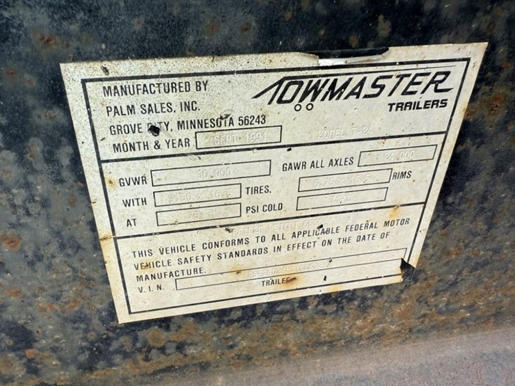 1991-towmaster-20'-t/a-equipment-trailer-image-9