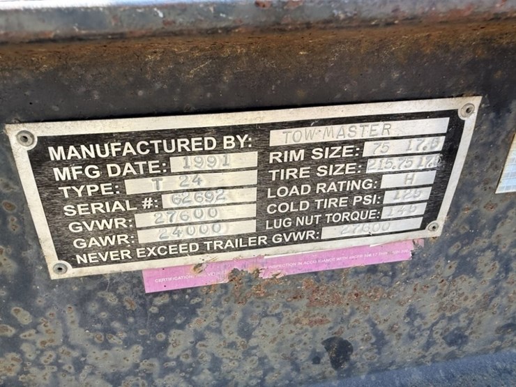 1991-towmaster-20'-t/a-equipment-trailer-image-8