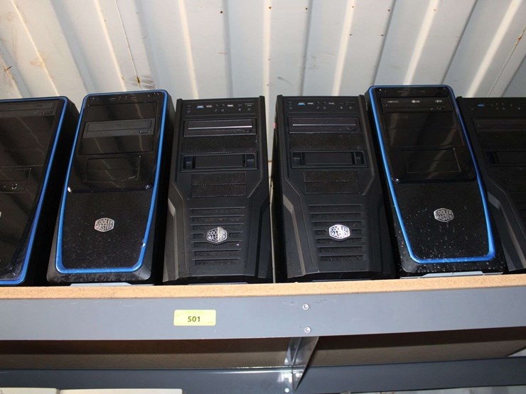 four-shelves-of-desktop-computers,-dell-laptops,-printers-image-3