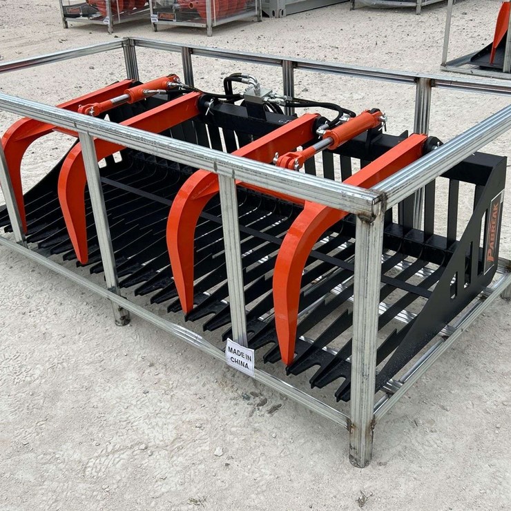 2026 Pabreak Dual Cylinder Hydraulic Grapple Rake Skid Steer Attachment
