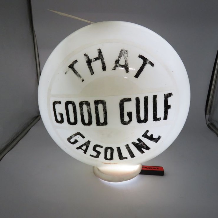 That's Good Gulf Gasoline Milk Glass Globe