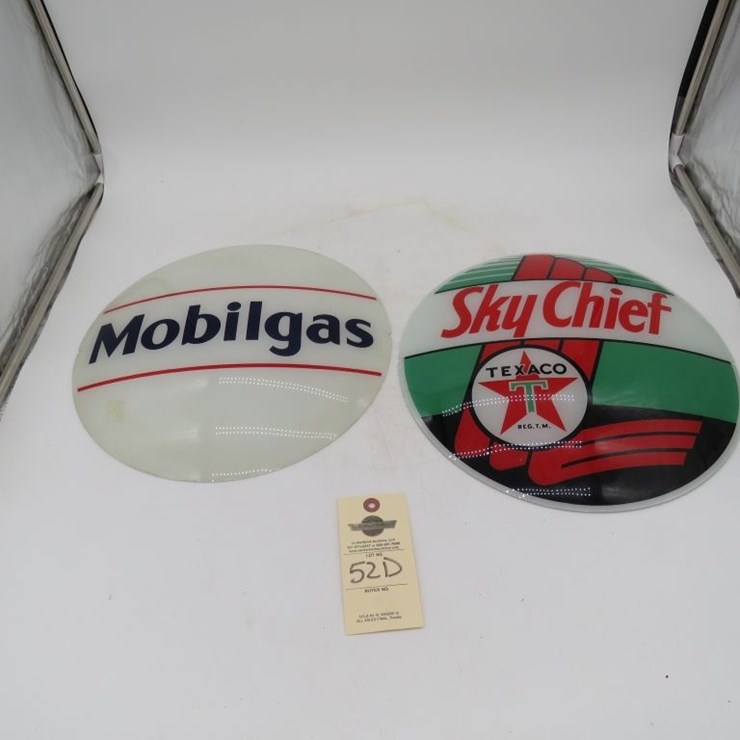 Mobil and Fire Chief Glass Gas Pump Globe Fronts