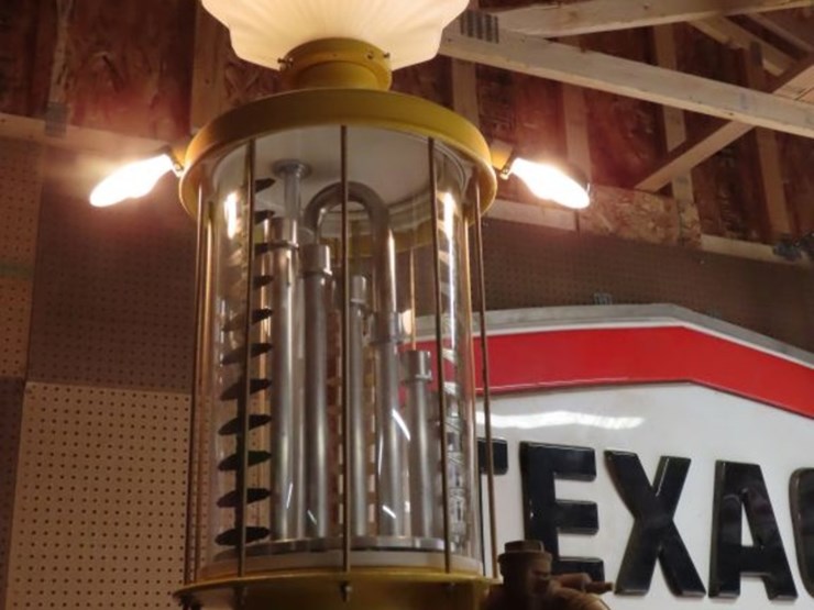 correct-measure-company-10-galloon-upright-visible-gas-pump-with-shell-milk-glass-globe-image-2