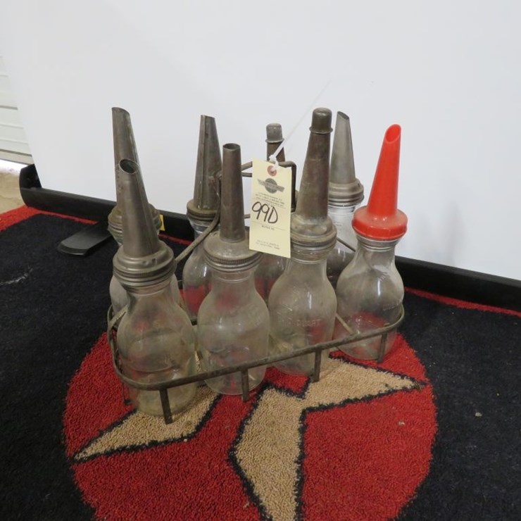 Glass Oil Bottles in Rack