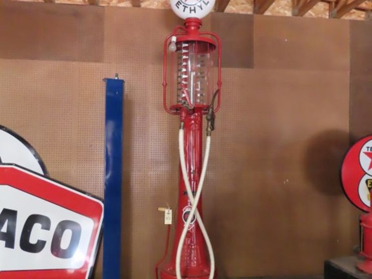 fry-"mae-west"-upright-visible-gas-pump-with-rare-texaco-ethyl-globe-image-1