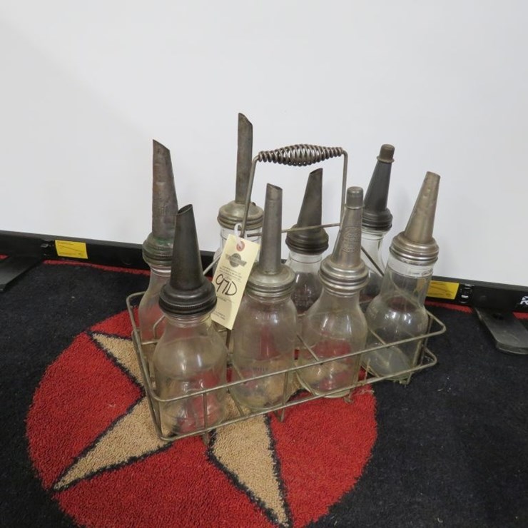 Glass Oil Bottles in Rack