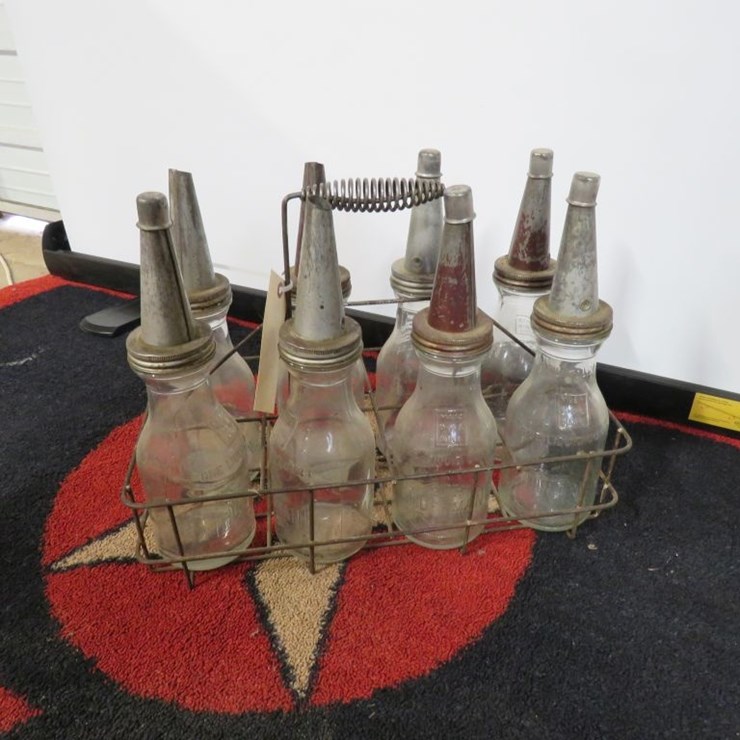Glass Hoffman Oil Bottles in Rack