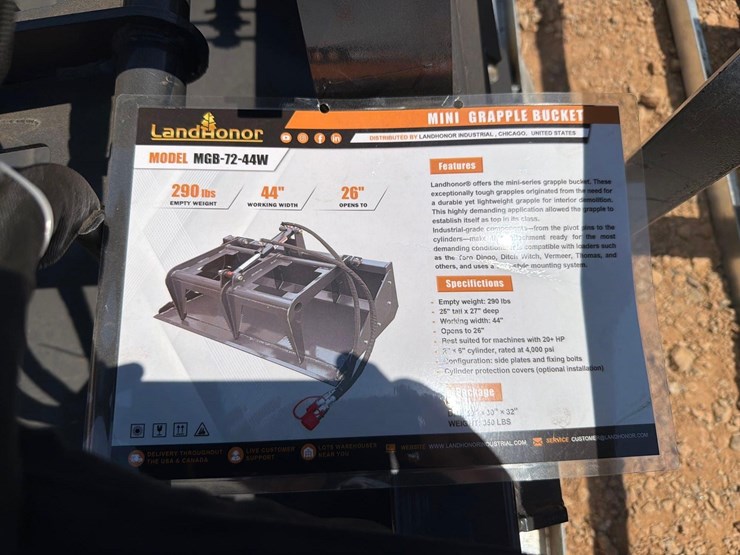 unused-landhonor-mini-skid-steer-44"-grapple-bucket-image-5