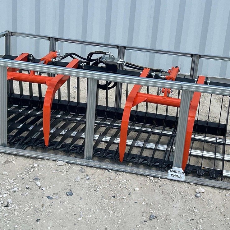 2026 Pabreak Dual Cylinder Hydraulic Grapple Rake Skid Steer Attachment