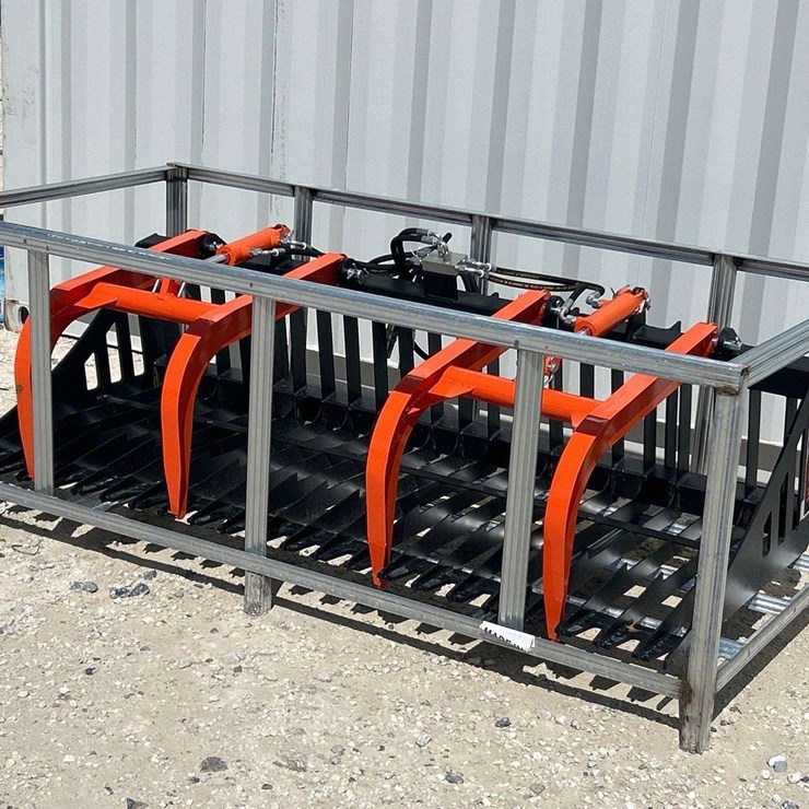 2026 Pabreak Dual Cylinder Hydraulic Grapple Rake Skid Steer Attachment
