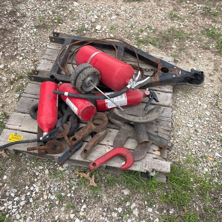 #40233 • Lot of Fire Extinguishers, Trailer Tongue, and Misc
