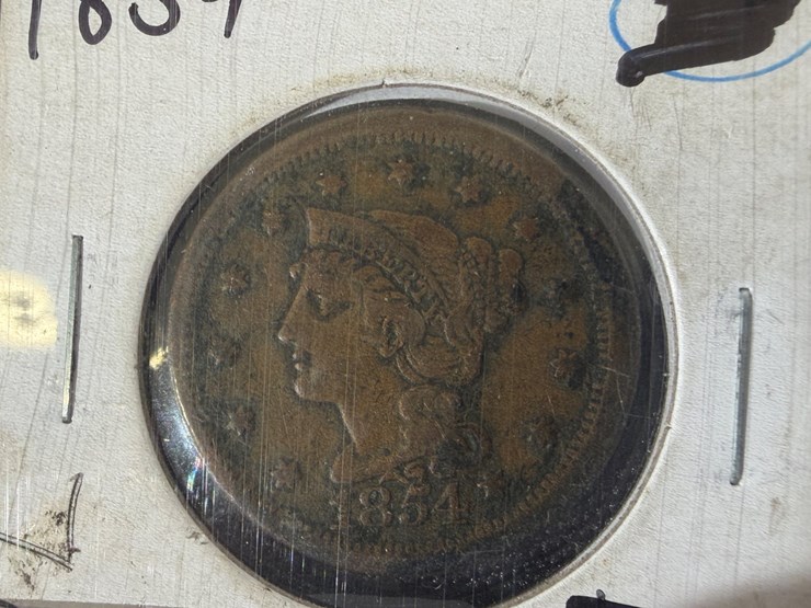 #36159-•-1842-half-dime-silver,-and-1854-one-large-cent,-braided-hair-image-10