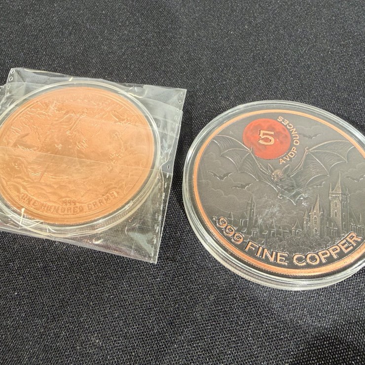 #36164 • COPPER BULLIONS ROUND .999, LOT OF 2 NEW DEATH UNA AND THE LION