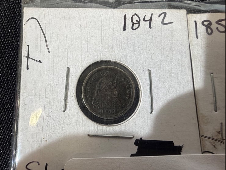 #36159-•-1842-half-dime-silver,-and-1854-one-large-cent,-braided-hair-image-3