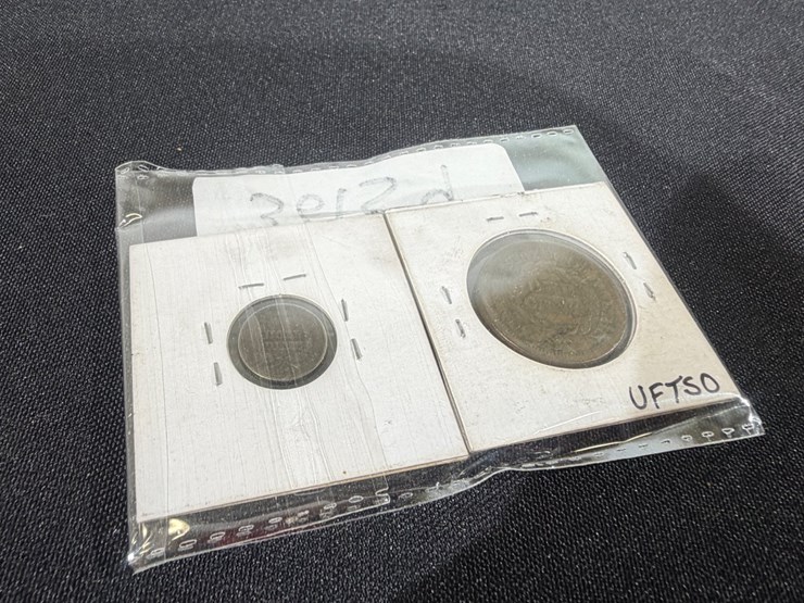 #36159-•-1842-half-dime-silver,-and-1854-one-large-cent,-braided-hair-image-6