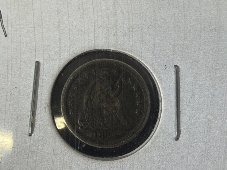 #36159-•-1842-half-dime-silver,-and-1854-one-large-cent,-braided-hair-image-9