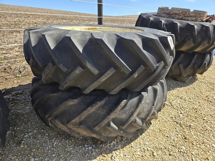 #504-•-(2)-18.4-x-34-tractor-tires-on-9-bolt-dual-rims-image-1
