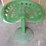 tin-implement-seat-on-stand,-22”-tall-image-1