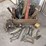 primitive-farm-tools-&-wrench-lot-w/-acme-seeder,-allis-chalmers,-bell-&-hand-tools-image-1