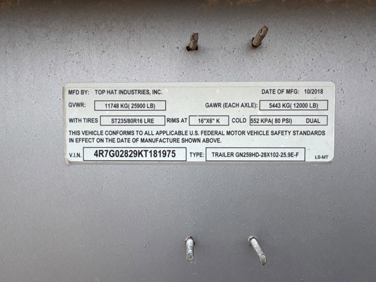 2019-top-hat-trailers-28’-x-102”-t/a-gooseneck-wireline-tool-trailer-image-7
