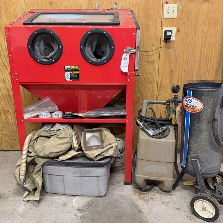 Sandblasting Equipment Assortment: Central Pneumatic Cabinet and ATD Blast Unit