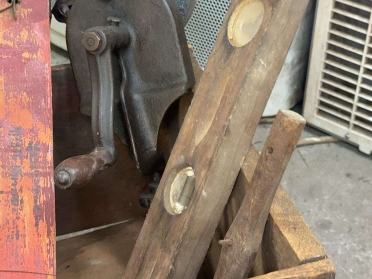 primitive-farm-tools-&-wrench-lot-w/-acme-seeder,-allis-chalmers,-bell-&-hand-tools-image-8