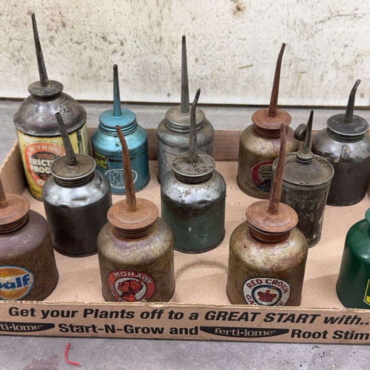 Oil Can Assortment with Advertising Graphics