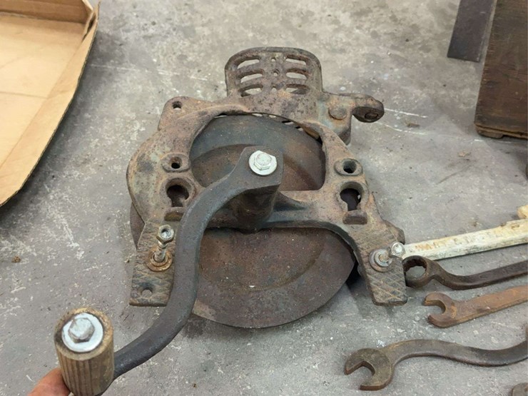 primitive-farm-tools-&-wrench-lot-w/-acme-seeder,-allis-chalmers,-bell-&-hand-tools-image-6
