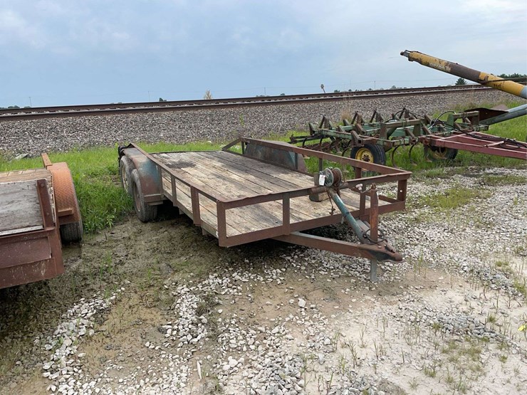 1990-homemade-bumper-hitch-trailer,-76"-w-x-16ft-l,-hand-winch,-vin#-td85980-image-1