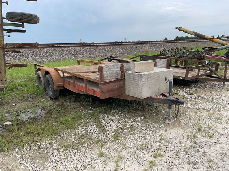 1993-homemade-bumper-hitch-trailer,-front-toolbox,-tandem-axle,-76"w-x-16ft-l,-vin#-td121516-image-1