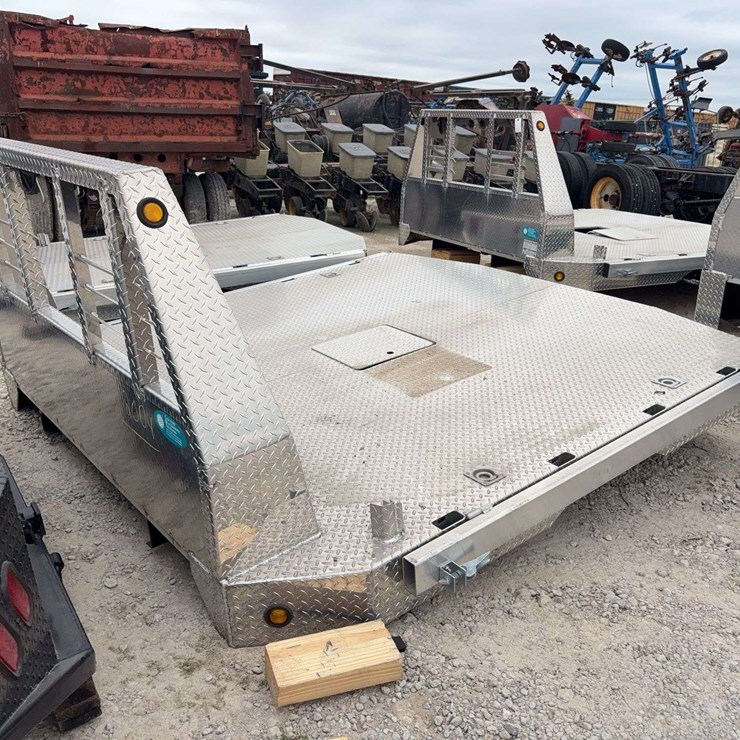 New Bradford Built aluminum flatbed, 96 x 102, 42" frame width, 56" cab to axle, fits chevy dually all years and Ford 2017 and older, Stock #BB15845