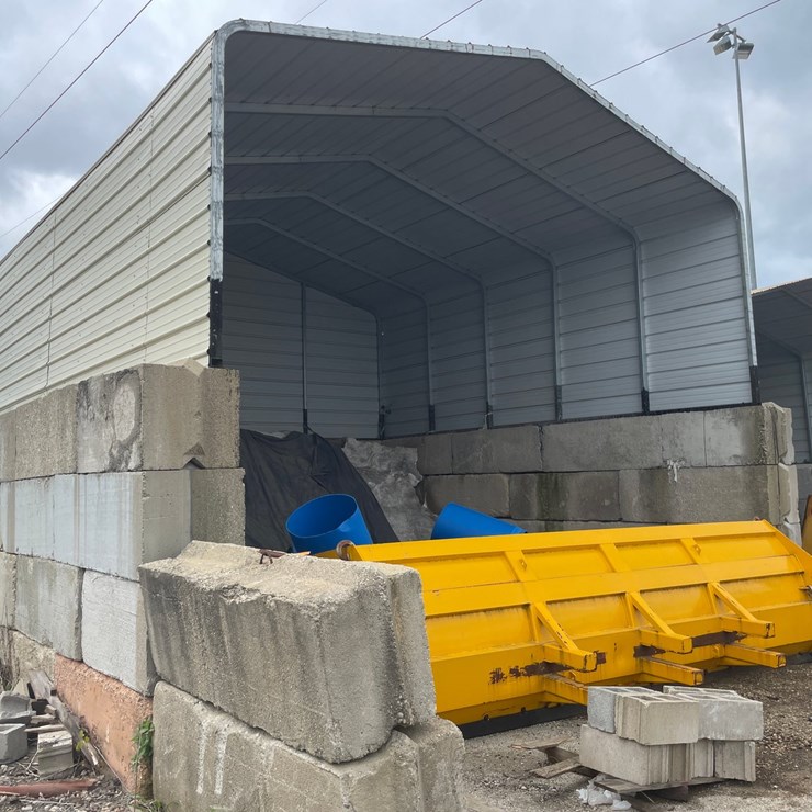 #6002 • Concrete Block and Metal Salt Cover Structure